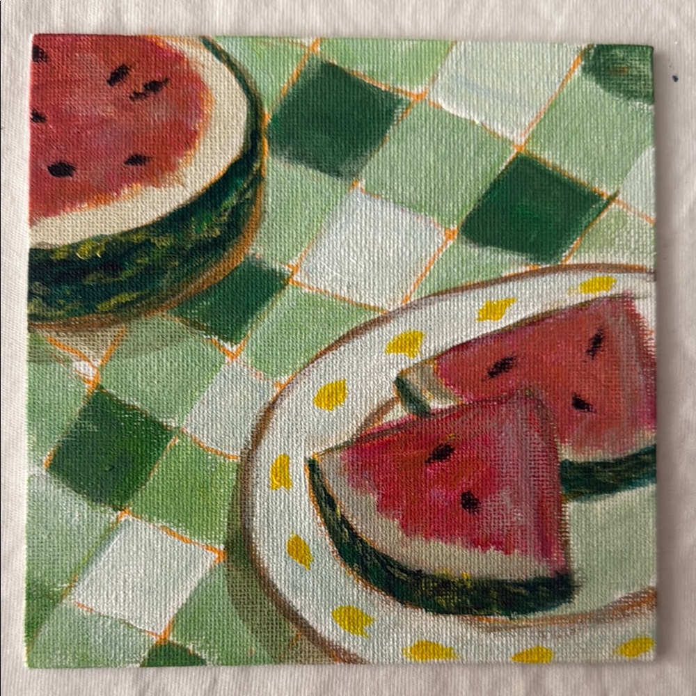 Green and Red Watermelon Painting Art